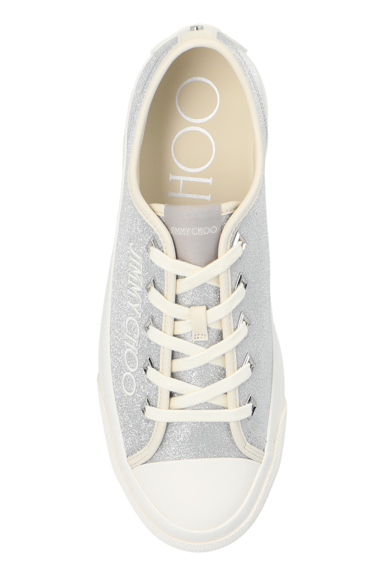 JIMMY CHOO Palma Maxi/F グリッターレザー・Platform sneakers Palma Maxi/F|Silver/Latte Nappa Leather Trainer| JIMMY CHOO